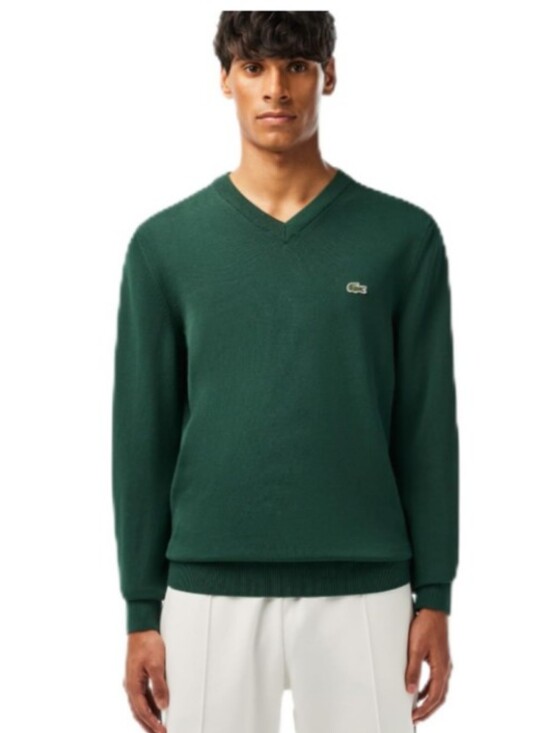 Lacoste Other - LACOSTE Kelly Green Cotton V-Neck Sweater | 7 XXL